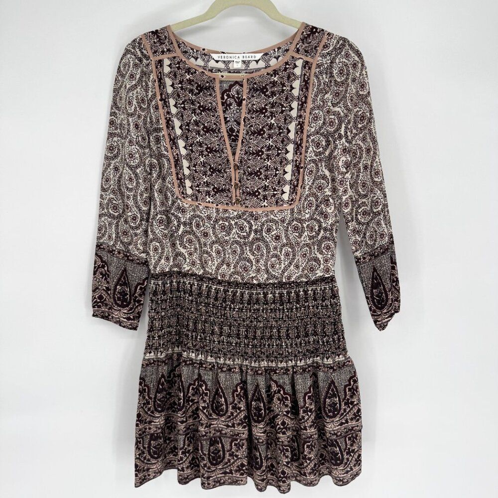 Veronica Beard Makai Silk Dress Boho Paisley Print Size 2